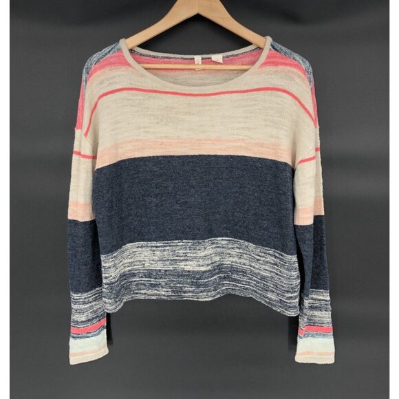 Moth Anthropologie Samedi Pullover Striped Linen Blend Sweater Womens XS/S - Picture 1 of 7